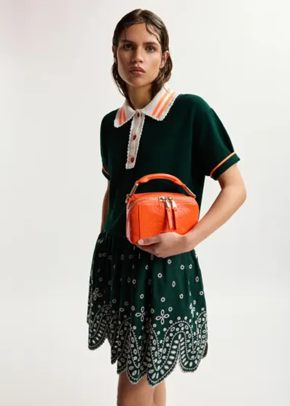 Kontrast Knitted Polo Bottle Green Essentiel Antwerp