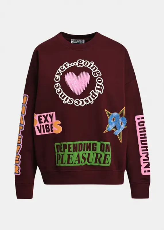 Kampus Printed Sweatshirt Burgundy/Multicolor Essentiel Antwerp