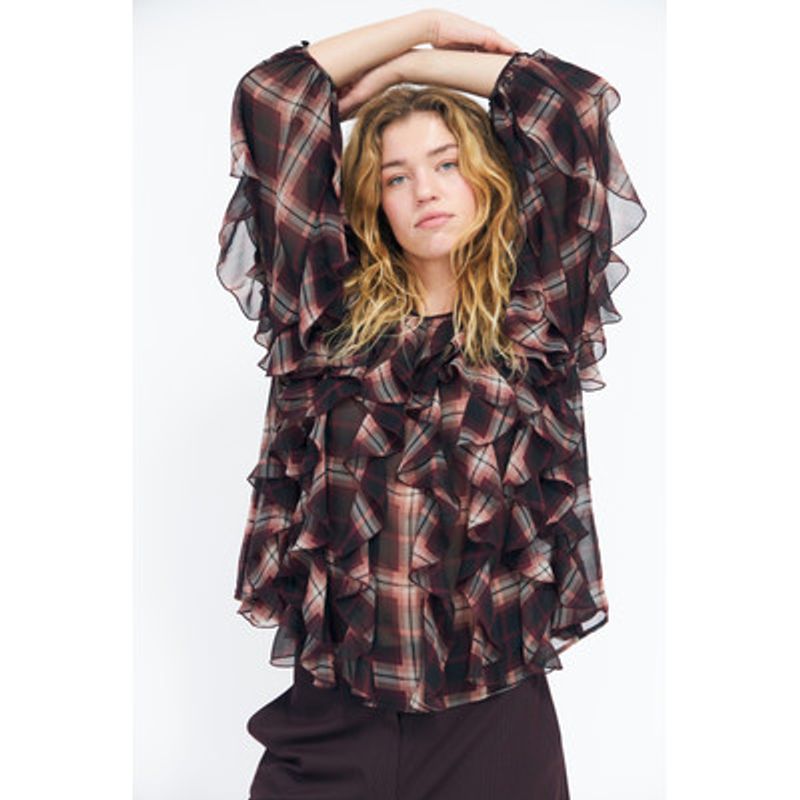 Ryacras Blouse Bordeaux Check Cras