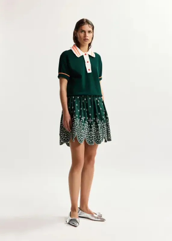 Kontrast Knitted Polo Bottle Green Essentiel Antwerp
