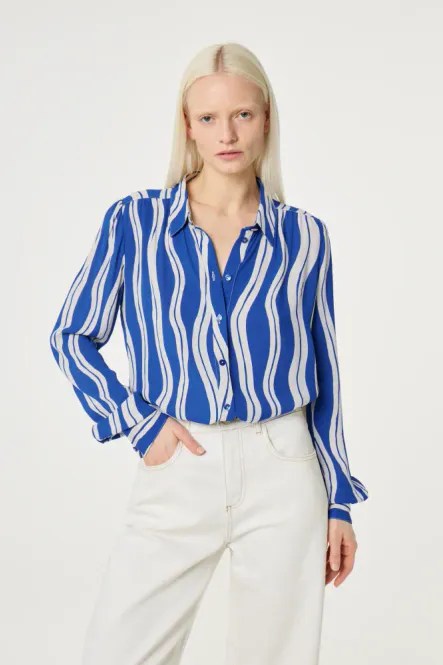 Hovedbilde Coco Blouse Cozy White/ Cobalt Bluse Fabienne ...