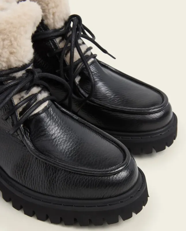 Marcie Black Grained Leather Boots Flattered