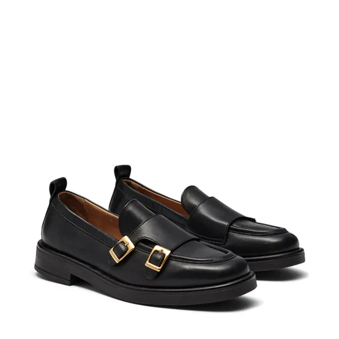Hovedbilde PaCantina Black Leather Gold Loafer Pavement 